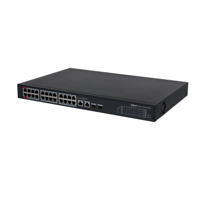 Dahua PFS3228-24GT-360 24x PoE Gigabit Switch 360W 2x SFP en 2x RJ45 Uplink