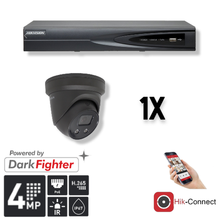 Hikvision Set 1x Turret 4MP + Recorder & Bekabeling