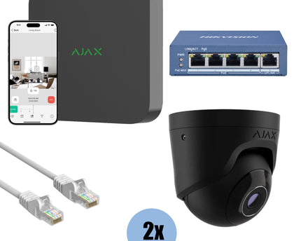 Ajax Systems Kit 2x Turret, NVR en bekabeling zwart