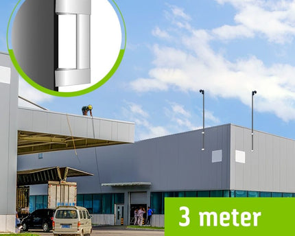 AlarmsysteemExpert.nl Cameramast 3 meter Ø 90mm met RVS muurbeugels