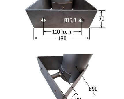 AlarmsysteemExpert.nl Cameramast 3 meter Ø 90mm met RVS muurbeugels