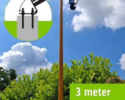 AlarmsysteemExpert.nl Lichte houtstructuur cameramast met kantelanker 3 meter