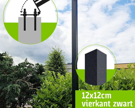 AlarmsysteemExpert.nl Vierkante cameramast met kantelanker 4 meter Zwart