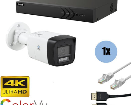 ASE Kit, 1x Bullet, 8Mp 4K Ultra HD, ColorVu met NVR en bekabeling