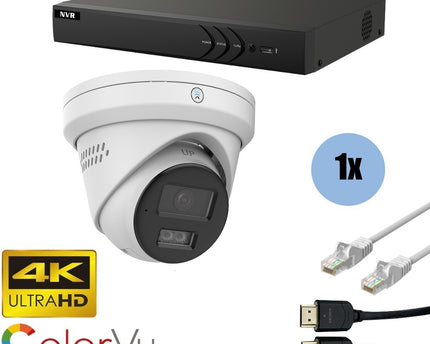 ASE Kit, 1x Turret, 8Mp 4K Ultra HD, ColorVu, met NVR en bekabeling