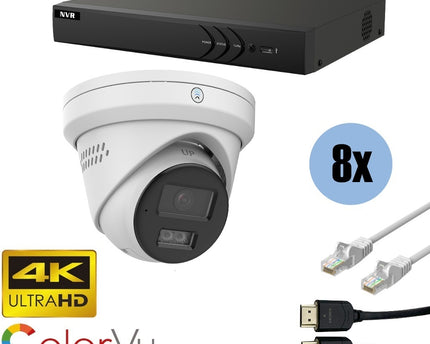 ASE Kit, 8x Turret, 8Mp 4K Ultra HD, ColorVu, met NVR en bekabeling
