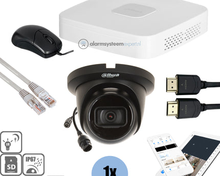 Dahua Black Kit 1x Turret 8 Mp + Recorder & Bekabeling