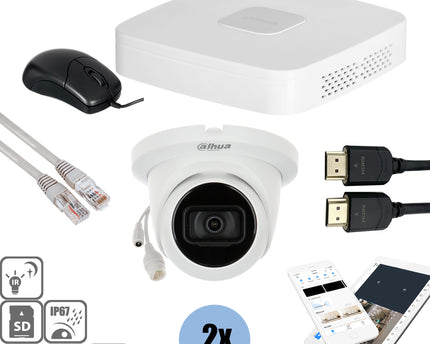 Dahua Set 2x Turret 4MP + Recorder & Bekabeling