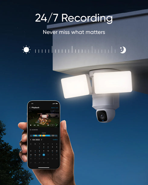 Eufy Floodlight Cam E30, WiFi Pan en Tilt camera met schijnwerpers