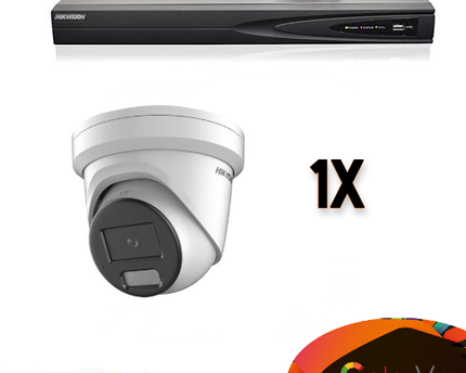 Hikvision Colorvu Set 1x Turret 4MP Recorder + Bekabeling