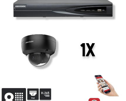 Hikvision Set 1x Dome 8MP + Recorder & Bekabeling