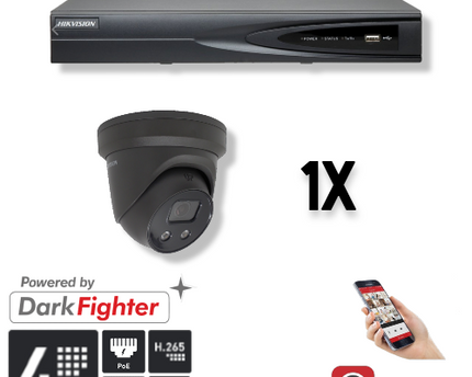 Hikvision Set 1x Turret 4MP + Recorder & Bekabeling