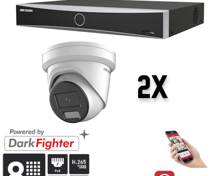 Hikvision Set 2x Turret 8MP + Recorder & Bekabeling