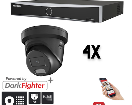 Hikvision Set 4x Turret 8MP + Recorder & Bekabeling