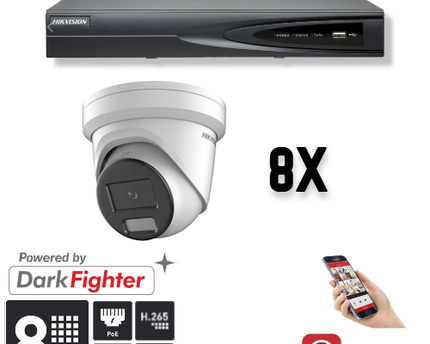 Hikvision Set 8x Turret 8MP + Recorder & Bekabeling