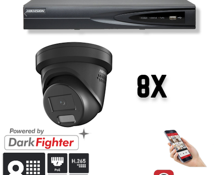 Hikvision Set 8x Turret 8MP + Recorder & Bekabeling