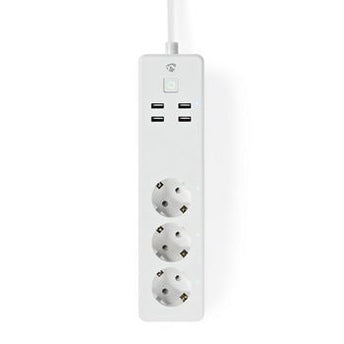 Nedis Wi-Fi Smart Stekkerdoos | 3x Schuko Type F | 4x USB | 16 A