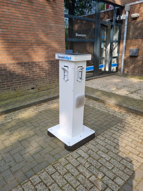 TerreinVeilig Bewakingszuil wit incl. Ajax systeem | Zonnepaneel | Oplader | Accu